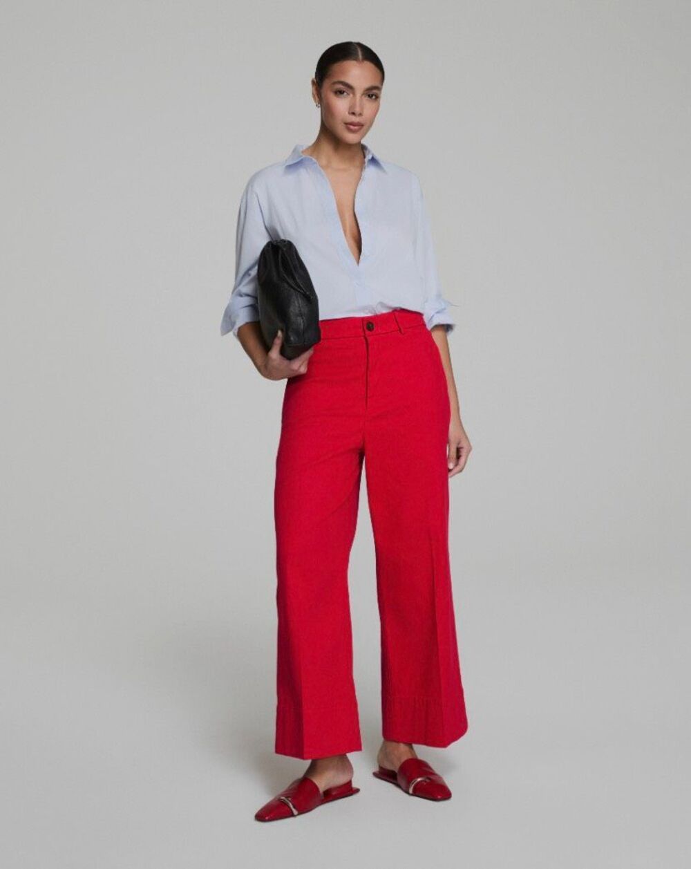 Spanx Stretched Twill Crop Wide Leg 2.0 Trouser Pants in Red Size - Picture 1 of 10